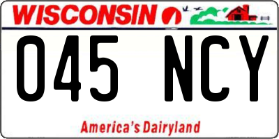 WI license plate 045NCY