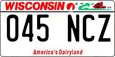 WI license plate 045NCZ