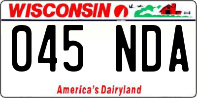 WI license plate 045NDA