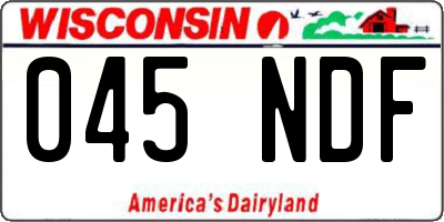 WI license plate 045NDF