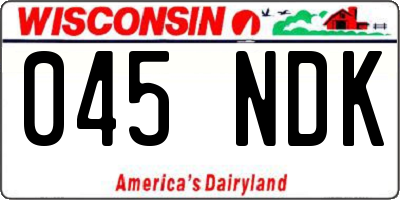 WI license plate 045NDK