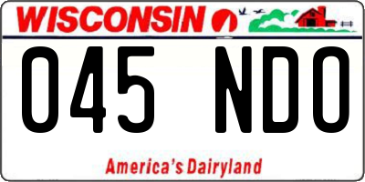 WI license plate 045NDO