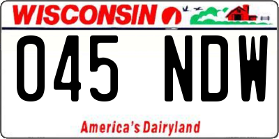 WI license plate 045NDW