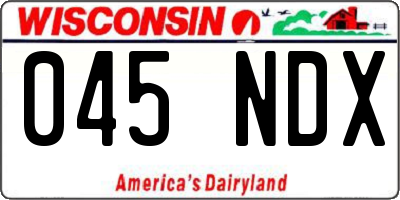 WI license plate 045NDX