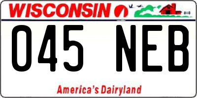 WI license plate 045NEB
