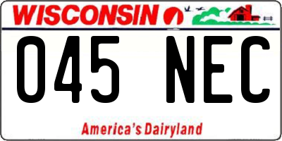 WI license plate 045NEC
