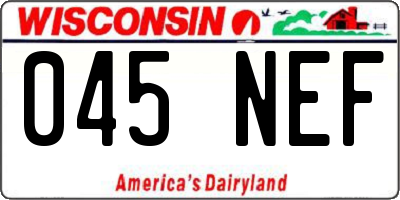 WI license plate 045NEF
