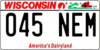 WI license plate 045NEM