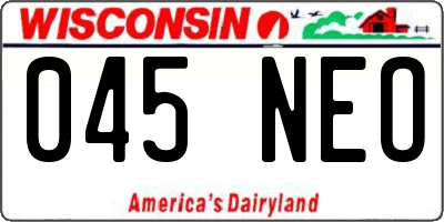 WI license plate 045NEO