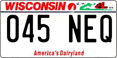 WI license plate 045NEQ