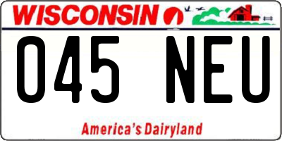 WI license plate 045NEU