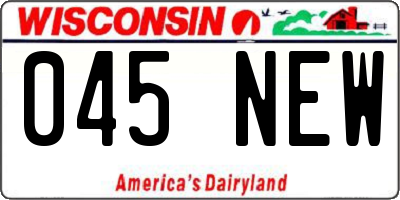 WI license plate 045NEW