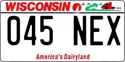 WI license plate 045NEX