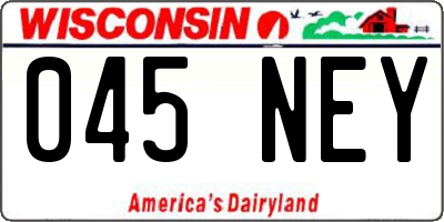 WI license plate 045NEY