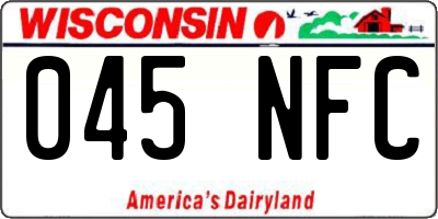 WI license plate 045NFC
