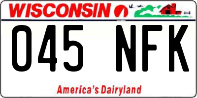 WI license plate 045NFK