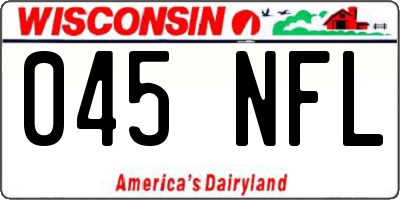 WI license plate 045NFL