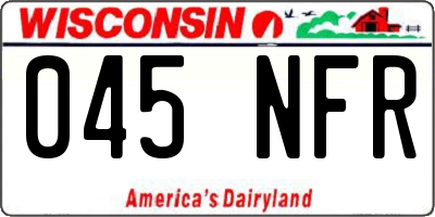 WI license plate 045NFR