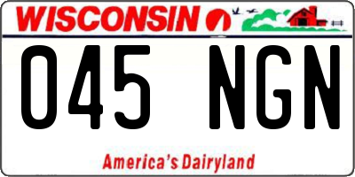 WI license plate 045NGN