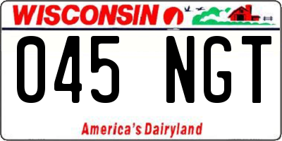 WI license plate 045NGT