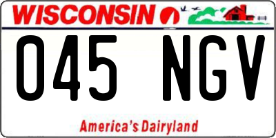 WI license plate 045NGV