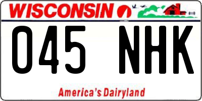WI license plate 045NHK