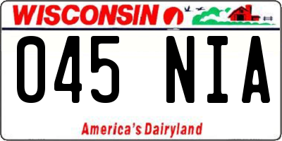 WI license plate 045NIA