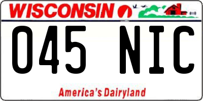 WI license plate 045NIC