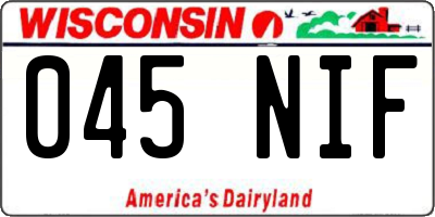 WI license plate 045NIF