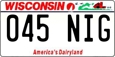 WI license plate 045NIG