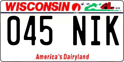 WI license plate 045NIK