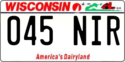 WI license plate 045NIR