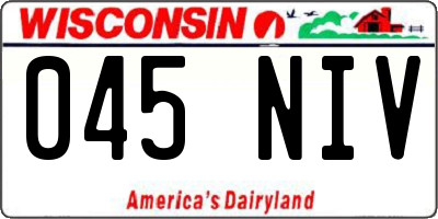 WI license plate 045NIV