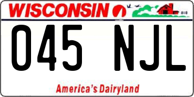 WI license plate 045NJL