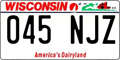WI license plate 045NJZ
