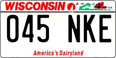 WI license plate 045NKE