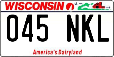WI license plate 045NKL