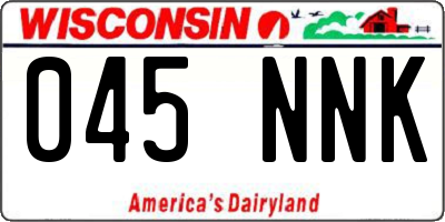 WI license plate 045NNK