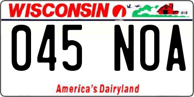 WI license plate 045NOA