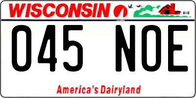 WI license plate 045NOE
