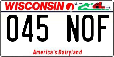 WI license plate 045NOF