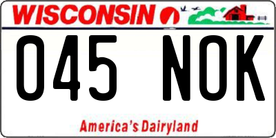 WI license plate 045NOK
