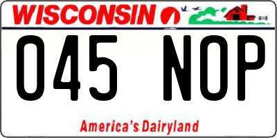 WI license plate 045NOP