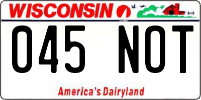 WI license plate 045NOT