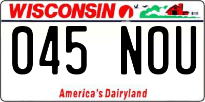 WI license plate 045NOU