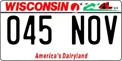 WI license plate 045NOV