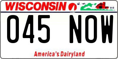 WI license plate 045NOW