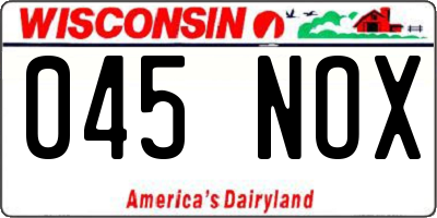 WI license plate 045NOX