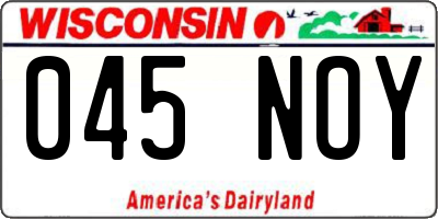 WI license plate 045NOY