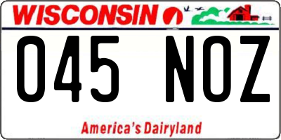 WI license plate 045NOZ